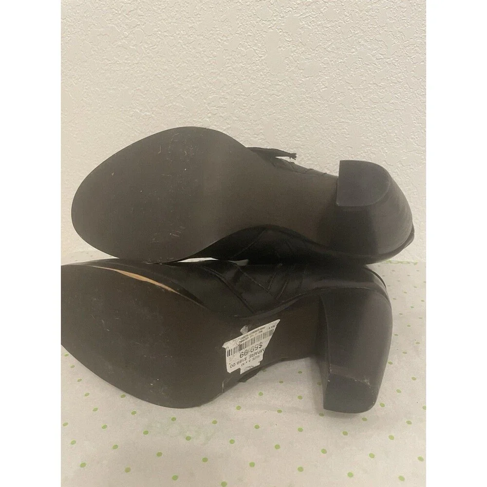 Women’s Size 8 7.5 Boots Shoes Steve Madden Freeway Dark Black Leather High Heel